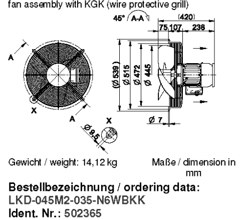 Габаритные размеры и исполнение KGV EX 450/32 T4 480V 110199